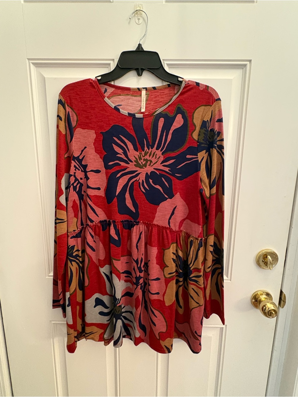 Women’s Lime n Chili Red Floral Babydoll Long-Sleeve Top